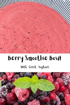 berry smoothie bowl with greek yogurt and fresh berries in the bottom photo