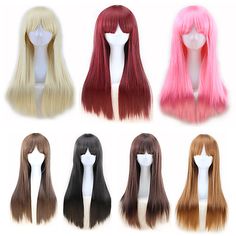 Category:Synthetic Wig; Gender:Women's; Top to Bottom:27; Wig Type:Party Wig,Natural Wigs,Cosplay Wig; Occasion:Daily Wear; Age Group:Adults; Wig Length Range:27; Color Shade:Burgundy,Pink,Blonde,Black,Brown; Hair Material:Synthetic Hair; Cap Construction:Machine Made; Texture:kinky Straight,Straight; Length:Long; Features:Best Quality; Net Weight:0.25; Heat Resistant:Yes; Listing Date:01/13/2020; Cap Circumference:; Front to Back:; Nape of Neck:; Side to Side Across Forehead:; Side to Side Over Wigs Cosplay, Color Rubio, Wig Blonde, Blonde Wigs, Wig Straight, Wig Party, Blonde With Pink, Halloween Wigs, Natural Wigs