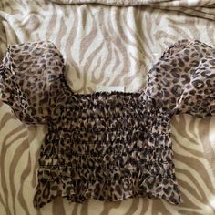 See Through Puffy Sleeve Crop Top. Cute Cheetah Print. Brand New And Perfect For A Party!! Brown Tiger Print Top For Spring, Brown Tiger Print Tops For Spring, Spring Brown Tiger Print Tops, Cheetah Print, Print Tops, Black And Brown, Crop Tops, Brand New, Womens Tops