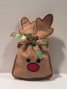 a small bag with a reindeer face on it