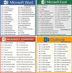 the microsoft powerpoint and outlook poster is shown in four different colors, including blue, red