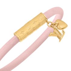 LOUIS VUITTON® - Lv Push Bracelet - Rose Ballerine Louis Vuitton Charms, Girlfriend Gifts From Boyfriend, Luxury Bracelet Stack, Pink Accesorios, Pink Girly Things Accessories, Lv Bracelet, Preppy Car Accessories, Bracelets Stack, Louis Vuitton Bracelet