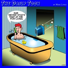 the cartoon shows a man in a bathtub talking on his cell phone while he talks to someone