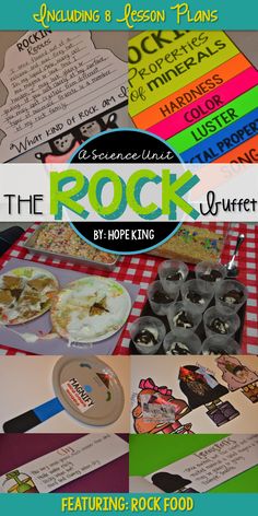 the rock book cover with pictures of food and writing