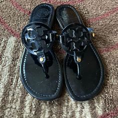 Tory Burch Black Slides . Condition: Good Size 8.5 M Miller Sandal, Black Slides, Tory Burch Miller Sandal, Tory Burch Shoes, Slides, Women's Shoes Sandals, Tory Burch, Shoes Sandals, Sandals