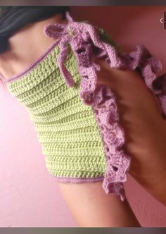 a close up of a woman's panties with crocheted ruffles