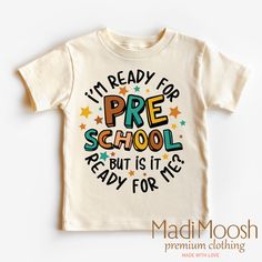 FREE SHIPPING ON ALL ORDERS $35 AND UP ** Welcome to Madi Moosh this is the sister store to Madi Moosh Boutique where we have sold over 80 thousand shirts and received over 13 thousand feedbacks. Our goal as always is to supply high quality kids and adult clothing for all occasions. About our process:   - All orders are made to order and printed using Direct To Garment printing technology. Unlike other garment decorating processes, this process allows for a super soft print that will last for ye Ready For First Grade, Kids Shirts Boys, Kids Tees, Back To School Kids, Im Ready, School Kids, Grade School, Toddler Tees, Kid Tees