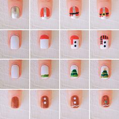 Desain Salon Kuku, Nails Art Easy, Christmas Nail Designs Easy, Christmas Nails Easy, Christmas Gel Nails