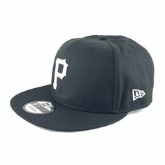 Pittsburgh Pirates New Era 9Fifty Snapback Hat New Era 950 Black and White Basics style Official MLB Product, Major League Baseball Adjustable snap closure in the back Black cap with white P stitch logo Under visor color, grey 100% polyester Classic Black Baseball Cap With Flat Crown, Black Snapback Hat For Baseball Season With Flat Crown, Classic Short Brim Baseball Cap For Streetwear, Short Brim Snapback Hat For Baseball Season, Short Brim Fitted Hat For Baseball Season, Short Brim Baseball Cap For Baseball Season, Classic Black Snapback Hat With Short Brim, Adjustable Flat Crown Snapback Hat For Baseball Season, Casual Snapback Hat With Short Brim For Baseball Season