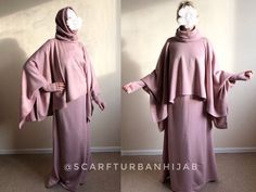 Stylish and comfortable suit blush pink color included asymmetrical tunic with attached head scarf and maxi skirt. The tunic length longer at back side and shorter at front. The cuff included finger hole that’s so comfortable for cold season! Attention only hand wash and use cold water!!!If you need underscarf you can order it here https://www.etsy.com/listing/455726850/underhijab-hijab-cover-underscarfhijab?ref=shop_home_active_5&frs=1Khimar is free size, skirt will be sewing according your siz Long Sleeve Pink Khimar For Eid, Modest Long Pink Abaya, Suit With Skirt, Wedding Dress Material, Blush Pink Color, Muslim Dress, Cold Season, Loose Tops, Tunic Length