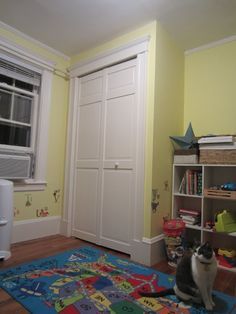 the room is clean and ready to be used as a child's playroom