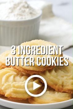 three ingredient butter cookies on a white plate