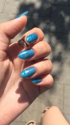 Sparkling Blue Nails, Light Sparkly Blue Nails, Blue Sparkle Nail Designs, Sparkly Nails Blue, Blue Sparkle Acrylic Nails, Sparkly Blue Nails Acrylic, Blue Sparkles Nails, Blue Sparkling Nails, Light Blue Sparkly Nails