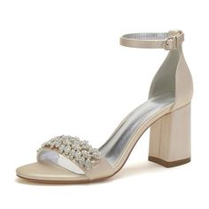 Category:Wedding Shoes,Sandals; Upper Materials:Satin; Embellishment:Rhinestone; Heel Type:Chunky Heel; Gender:Women's; Toe Shape:Open Toe; Type:Bridal Shoes; Style:Elegant; Heel Height(inch):3-4; Outsole Materials:Rubber; Closure Type:Ankle Strap; Production mode:Self-produce; 2024 Trends:Block Heel Sandals,Sparkling Shoes,Ankle Strap Sandals,Bling Bling; Foot Length:; Foot Width:; Size chart date source:Provided by Supplier.; US Size:null; UK Size:14.5; EU Size:50 Wedding Shoes Sandals, Mid Heel Shoes, Bridal Sandals, Rhinestone Embellishments, Block Heel Sandals, Wedding Sandals, Womens Wedding Shoes, Cute Sandals, Comfortable Heels