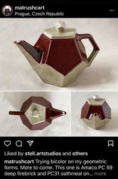 the instructions for how to make a teapot out of clay and ceramic pottery, with pictures