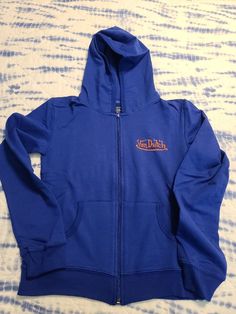 New Von Dutch 5203 Neon Blue Signature Hoodie, junior size Medium. Full zip. Logo on back. As pictured above. Thanks for looking. Ships quickly. Dutch Women, Velour Tracksuit, Orange Hoodie, Purple Hoodie, Yellow Hoodie, Von Dutch, Forever21 Tops, Blue Hoodie, Neon Blue