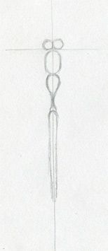 a pencil drawing of a cross on a white paper with lines in the middle and one line at the top