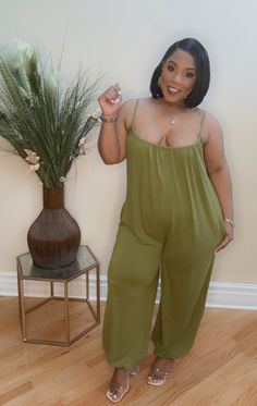 "This cute casual spaghetti strap jumpsuit is soft and light weight. This jumpsuit will be cute with heels, a cute pair of flat sandals or gym shoes.  Model Info Height 4'11\" Bust 40\" Waist 40\" Hips 49\" Model is wearing a Large Fabrication / Care Guide True to size 92% Polyester, 8% Spandex  Soft, stretchy fabric Pockets  Hand Wash Cold Water  Do NOT Bleach" Spaghetti Strap Jumpsuit, Jumpsuit With Pockets, Shoes Model, Gym Shoes, Crochet Cardigan, Black Cardigan, Stretchy Fabric, Flat Sandals, Jumpsuits For Women