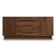 the sideboard is made from wood and has three drawers