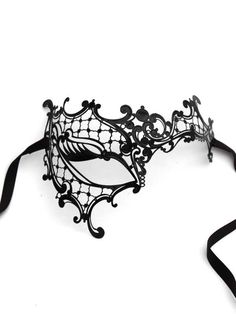 a black masquerade mask on a white background