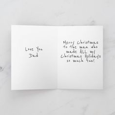 two christmas cards with handwritten words on them