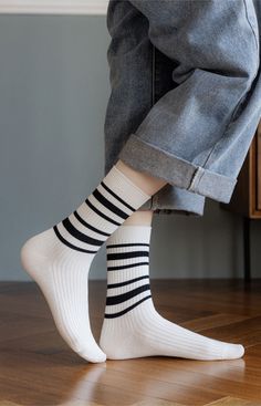 Take elegant steps with our black and white striped crew socks. Perfectly designed for comfort and style.
#anklesocks #socks#crewsocks #socks#DetailsMatter #FashionDetails #CuteAnkleSocks
#minimalstyle #neutraloutfit #anotheroutfitpost #style #whatiwore #effortlesschic  #frenchvibes #parisianvibes #parisianstyle #frenchgirlstyle #frenchstyle  

Womens Striped Socks Crew Socks for Women Black and White Striped Socks Womens Crew Socks for Leggings Ripped Socks, Parisian Vibes, French Girl Style, Socks For Women