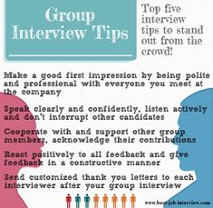 an info sheet with the words group interview tips