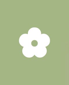 a green background with a white flower on the bottom right corner and two smaller flowers in the middle