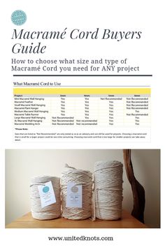 the instructions for how to make macrame cord buyer's guide are shown