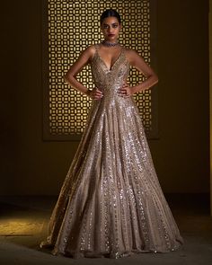 Mauve Pearl Corset Gown | Seema Gujral Seema Gujral, Reception Gowns, Engagement Gowns, Gold Lehenga, Gown Gold, Reception Gown, Gold Gown, Draping Fashion, Red Lehenga