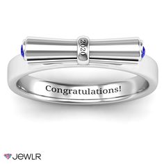 Engrave your graduate's initials or year of graduation on this gorgeous scroll to commemorate the occasion. Make it even more special by choosing your metals and personalizating with two stones of your choice. Custom Class Rings, College Ring, Class Rings High School, Graduation Ring, College Rings, Class Rings, Graduation Rings, College Graduates, Mens Engagement