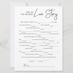 a love story fill in the blanks for someone to write on their wedding day