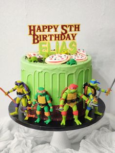 a birthday cake with teenage mutant ninjas on it