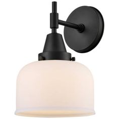 Crown Point 10.5" High Matte Black Sconce With Matte White Glass Shade White Glass, Making Out, Lamps, Crown