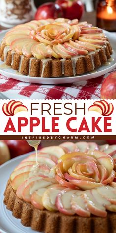 Nothing beats Fresh Apple Cake! This simple fall recipe is a winner. Drizzled in a bourbon caramel sauce, this brown sugar and cinnamon apple cake is delicious and stunning. Variations on this simple Thanksgiving dessert included! Cinnamon Apple Cake, Fresh Apple Cake