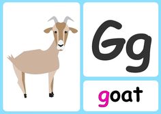 an animal that is standing in front of the word g and has its name on it