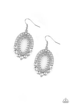 Featuring round and marquise style cuts, a collection of glassy white rhinestones spin into a double hoop frame for a statement making style. Earring attaches to a standard fishhook fitting. Sold as one pair of earrings. Hoop Frame, Double Hoop Earrings, Circular Pattern, Fish Hook Earrings, Paparazzi Accessories, Exclusive Jewelry, White Rhinestone, Affordable Jewelry, Paparazzi Jewelry