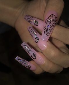 Uploaded by Recherche__. Find images and videos about pink, art and nails on We Heart It - the app to get lost in what you love. Pink Goth Nails, Pink Goth, Baddie Nails, Goth Nails, Dream Nails, Fire Nails, Pretty Acrylic Nails