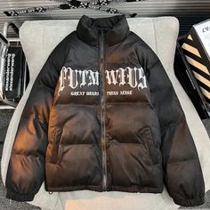 Cute Casual Puffer Jacket – Pastel Kitten Kawaii Jacket, Dark Tiger, Unique Clothing Stores, Gothic Lettering, Techwear Fashion, Rash Guard Swimwear, Dark Jeans, Unique Outfits, Clothes Collection