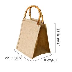 Cotton Linen Retro Literary Tote Bag Handmade Small Rattan Bag Features - Using jute material, the natural fiber texture is rich and exudes a unique temperament -There is a layer of waterproof PE film inside to protect the internal items -The connecting part adopts the same color cotton thread, the whole thread is even, beautiful and durable - Hand-held bamboo handle design, sleek, easy to carry - Suitable for gifts, daily sundries storage or shopping bags Package included 1 x Tote bag Notes 1. Eco-friendly Rectangular Jute Shoulder Bag, Eco-friendly Rattan Straw Bag With Adjustable Strap, Eco-friendly Rattan Shoulder Bag For Daily Use, Eco-friendly Rattan Beach Bag With Bamboo Handle, Eco-friendly Rattan Bag With Adjustable Strap, Clear Tote Bags, Grocery Shopping Bags, Folding Bag, Room Decorations