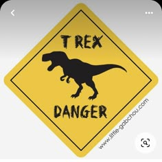 a yellow and black sign that says, t - rex danger