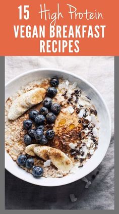 a bowl filled with oatmeal, bananas and blueberries