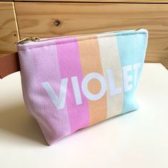 "Sign up for my newsletter for 10% off your first purchase: https://manage.kmail-lists.com/subscriptions/subscribe?a=R3RUkc&g=XbaRZ6 These personalized cosmetic/makeup/pencil/travel zippered pouches are so adorable and sure to be a huge hit for the girl in your life! Featuring trendy terrazzo patterns, pastel rainbow, and pink, pink, and more pink, with a dash of gold :) This listing is for one custom zippered pouch. About the Bags: - Size:     Medium: 10\"w x 6\"h x 3.5\"d    Large: 12\"w x 7\" Custom Pencil Case, Custom Makeup Bags, Personalized Pouch, Personalized Cosmetic Bags, Custom Pencils, Personalized Pencils, Custom Birthday Gifts, Custom Journals, Zippered Pouch