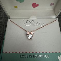 New In Box Disney Minnie Mouse Necklace Rose Gold Necklace Disney Heart Shaped Jewelry Gift, Disney Heart-shaped Jewelry Gift, Disney Jewelry For Mother's Day Gift, Disney Style Jewelry For Mother's Day Gift, Disney Jewelry For Valentine's Day Gift, Disney Style Jewelry For Valentine's Day Gift, Rose Gold Necklace, Disney Love, Womens Jewelry Necklace