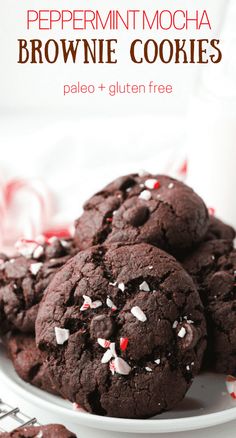 chocolate peppermint mocha brownie cookies on a plate