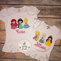 Squad goals Trio of Disney princesses applique embroidery birthday girls top Girl Squad Disney Shirts, Disney Birthday Shirts For Family Princess, Disney Applique Shirts, Disney Princess Embroidered Birthday Shirt, Big Sister Applique Shirt, Frozen Elsa And Anna, Fall Birthday, Squad Goals, Birthday Shopping