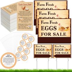 farm fresh eggs for sale sign, tags and stickers