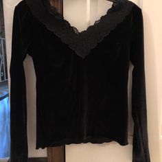 Velvet Shirt With Lace Trim. Never Worn Whimsigoth Top, Shifting Closet, Gothic Tops, Shirt With Lace, Velvet Collar, Victorian Goth, Gothic Clothes, Velvet Shirt, Dark Outfits