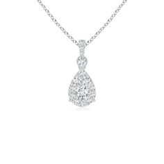 The dazzling pear-shaped cluster of diamonds is linked to a diamond bale by a bezel-set accent. This classic and sparkly drop pendant is crafted in platinum. Classic Diamond Necklace With Teardrop Pendant, Classic Diamond Cut Teardrop Diamond Necklace, Classic Teardrop Diamond Necklace With Single Cut Diamonds, Classic Diamond Necklace With Single Cut Teardrop Pendant, Classic Teardrop Pendant Diamond Necklace With Single Cut Diamonds, Dazzling Diamond Necklace With Teardrop Pendant, Classic Pear Shaped Diamond Drop Necklace, Classic Teardrop Single Cut Diamond Necklace, Classic Pear-shaped Diamond Drop Necklace