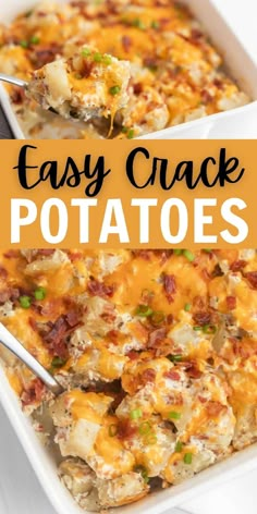 Crack Potatoes - The Best Crack Potatoes Recipe Ranch Potato Casserole Recipes, Yummy Potluck Dishes, Best Bbq Sides For A Crowd, Ranch Potatoes Casserole, Potato Side Dish For Bbq, Side Dish For Bbq Party, Cookout Dinner Ideas, Potato Sides For Bbq, Hot Potatoes Recipes